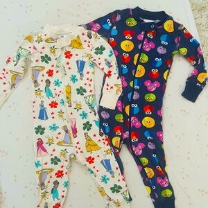 Hanna Andersson Disney princess Sesame Street zip pajamas bundle